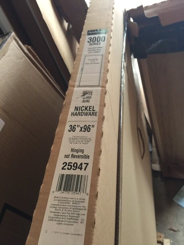 Anderson 36" x 96" white 3000 series full view glass storm door
