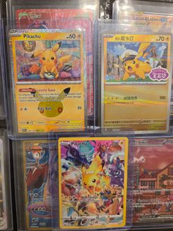 Pokémon TCG Pikachu Lot:
Pikachu Crown Zenith Holo
Captain Pikachu Stamped Gem Pack Volume 5 lot
30th anniversary Pikachu 06/30