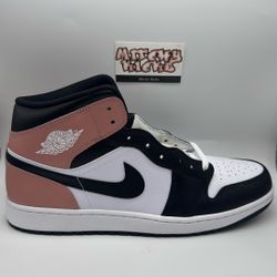Jordan 1 Mid White Rust Pink Black Sz. 13