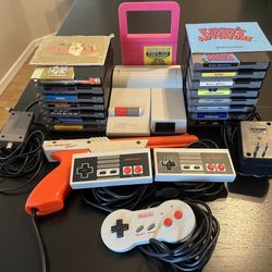 Original Nintendo NES Top Loader Bundle - Tested Working - 15 Games - Controllers - Zapper - Manuals