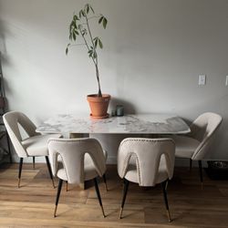 White Stone Rectangular Dining Table And/or Chairs