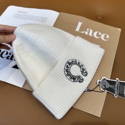 Chrome Hearts White Knit Beanie Hat – One Size 