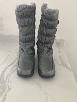 Totes Sturgis Waterproof Faux Fur Lined Silver/Gray Size 9M Boots
