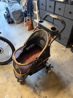 Pet Stroller with Mesh Canopy, Cup Holders & Storage Basket