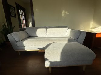 Light Gray MCM Sofa & Matching Ottoman