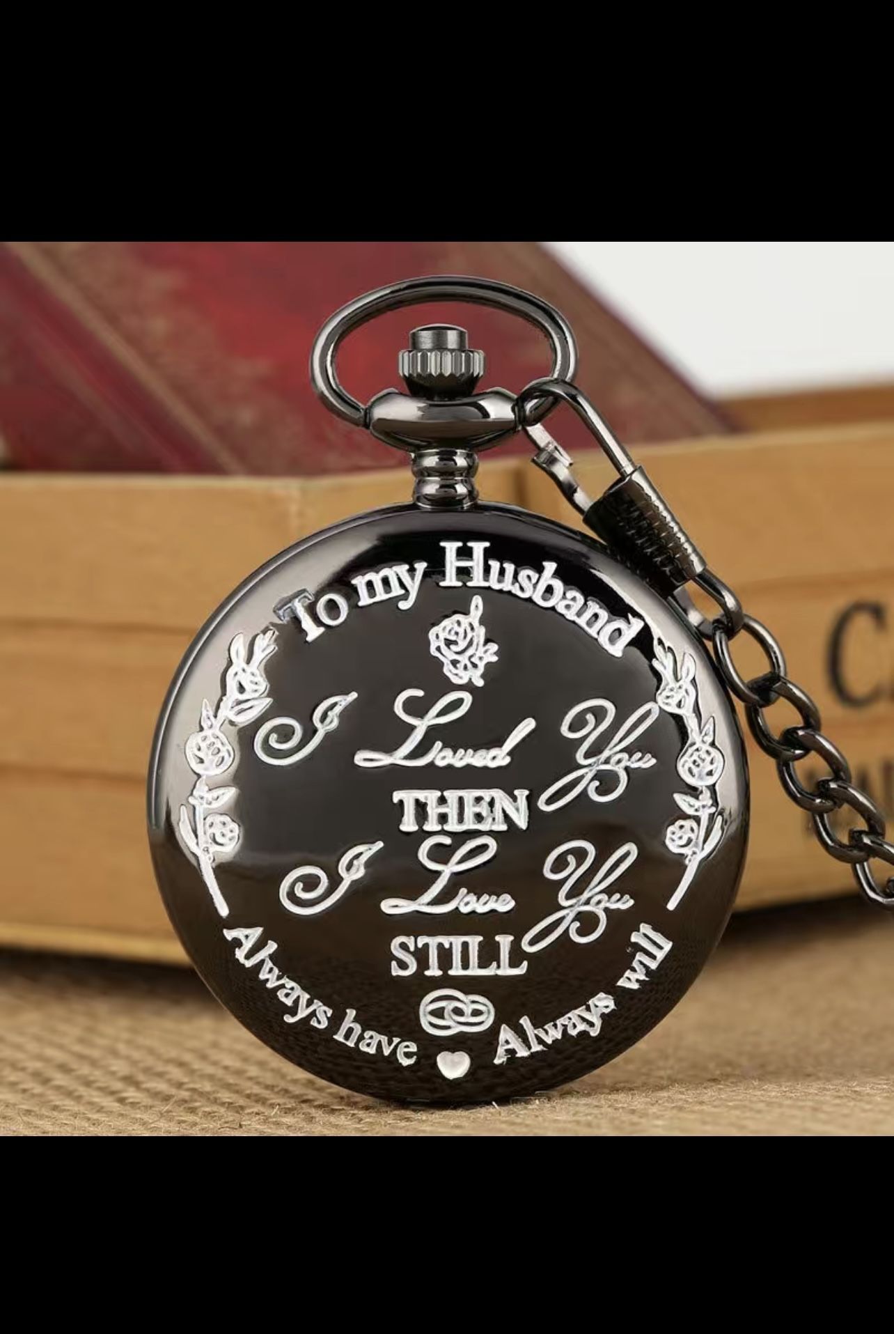 Engraved Vintage Quartz Pendant Pocket Watch For Husband '