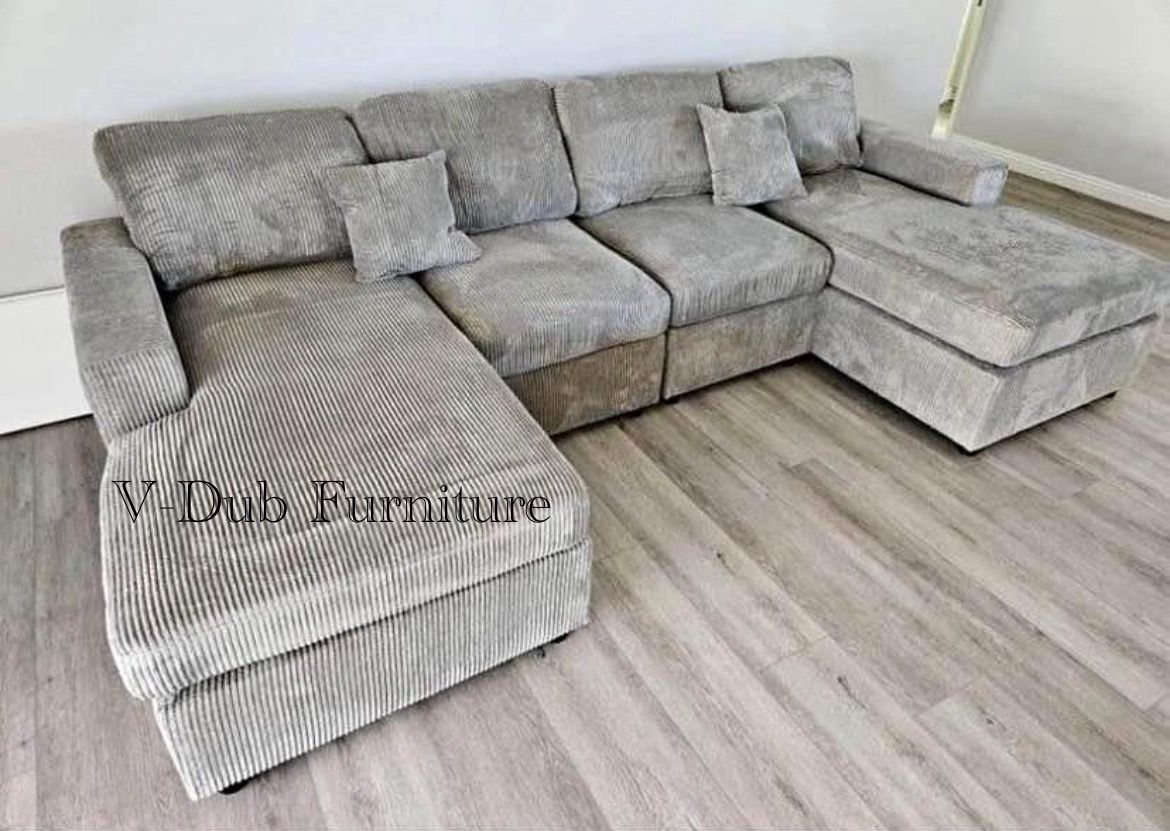 Grey double chaise sectional