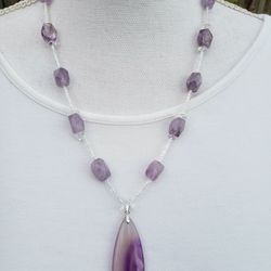 BRAND NEW AMETHYST &AGATE BEADED NECKLACE 