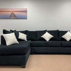 New Sectional Sofa Couch Black 