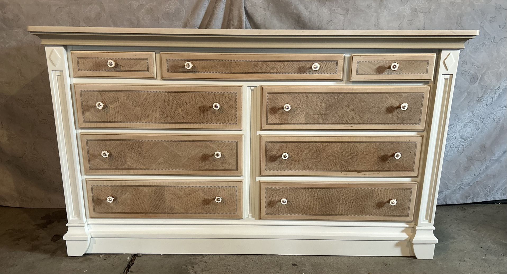 Alexander Julian Large Dresser Refinished In Tan/White