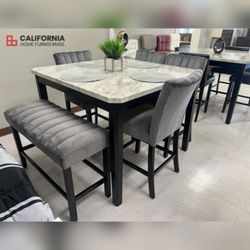 Modern 6 pc counter height dining table set