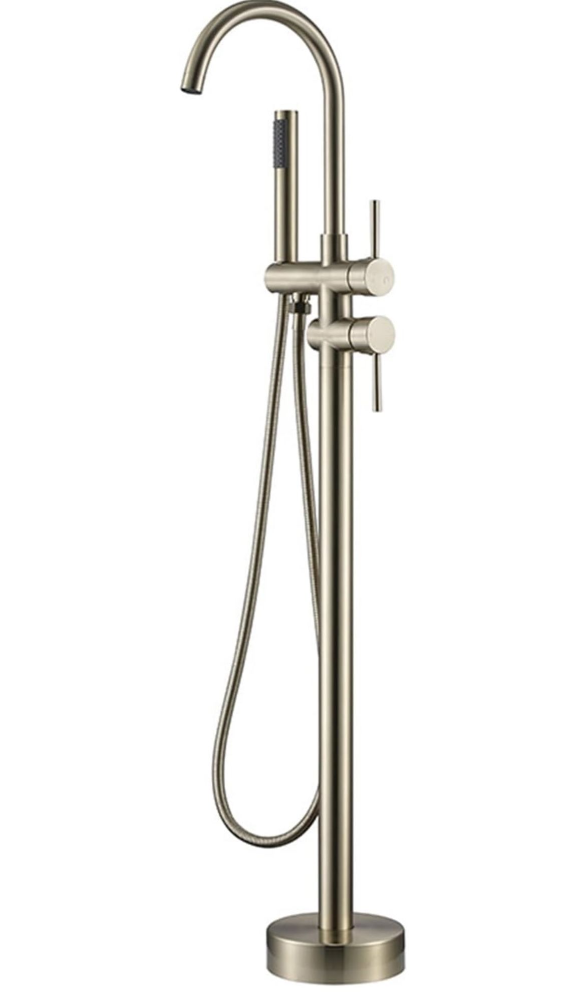 Freestanding Bath Taps Mixer Waterfall Mixer Bath Taps 360 ° Filler Spout Bathroom Taps Mixer with Shower Set