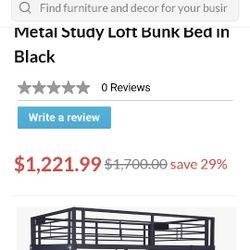 Metal Study lott Bunk Bed i'm Black Queen size