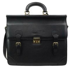 NEW KAYUKO Briefcase Attache Lawyer Bag Crossbody Black Cowhide Grainy