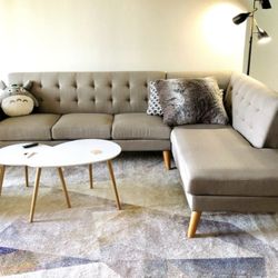 Gray Millette Mid-Century Modern 111” by 80” Sectional Sofa by George Oliver