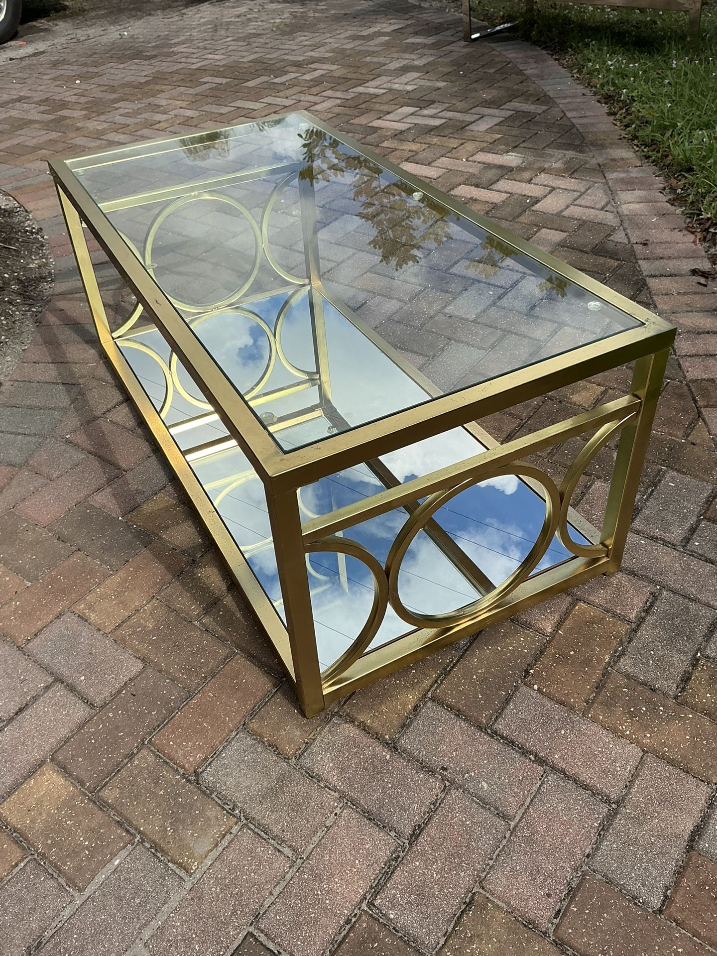 Hollywood Regency Gold Mirrored Coffee 