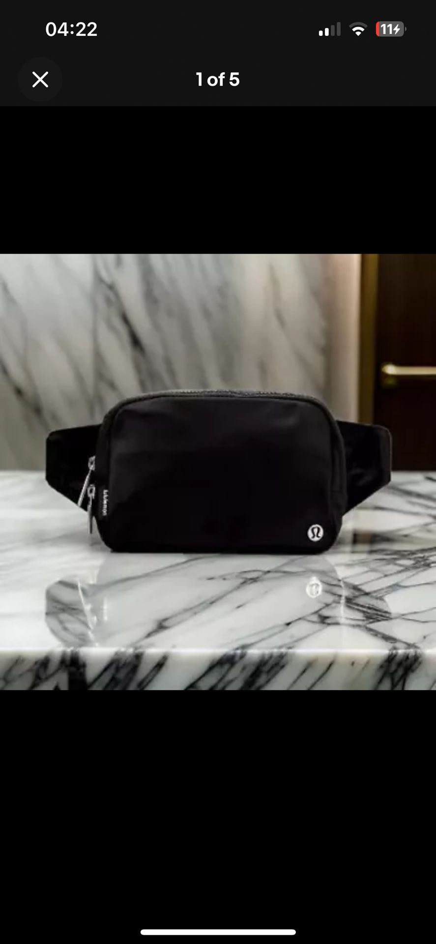 New Lululemon Black Waist Bag with Tags NEW 1L