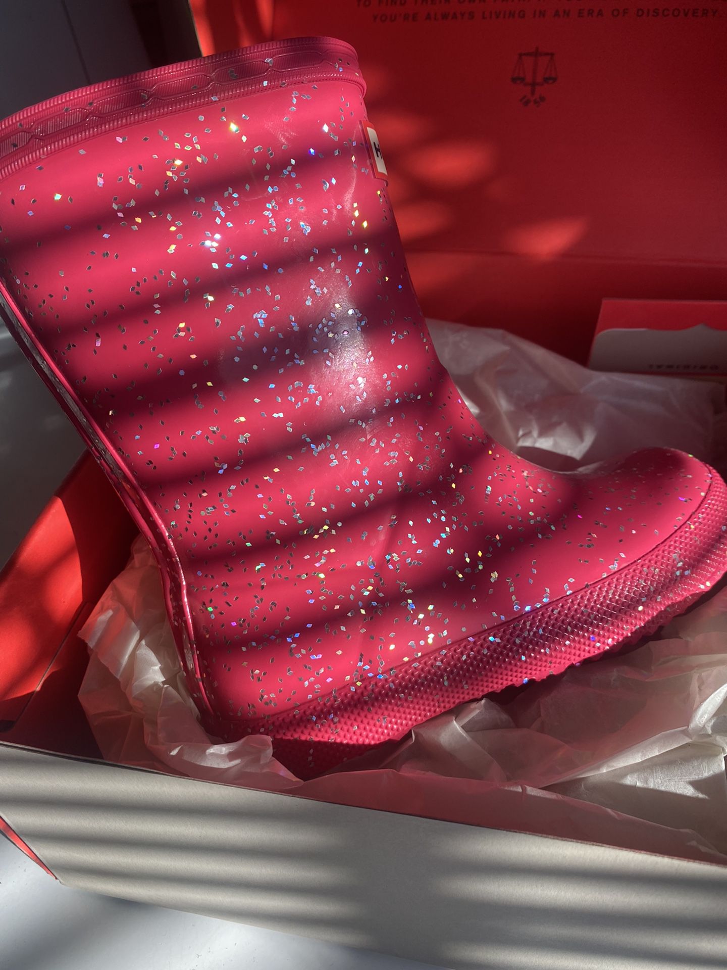 Official Hunter Girls Glittery Pink Rain boots 