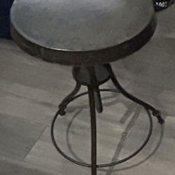$30 …. Single Industrial Steel Heavy Duty Adjustable Height Stool lowest height 24” tallest height 30”-32”  Width 15”