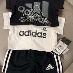 Brand New With Tags 3 Piece Adidas Baby Onesies & Shorts Set
