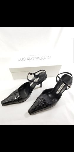 Woman's Black LUCIANO PADOVAN Snakeskin Heels Shoes