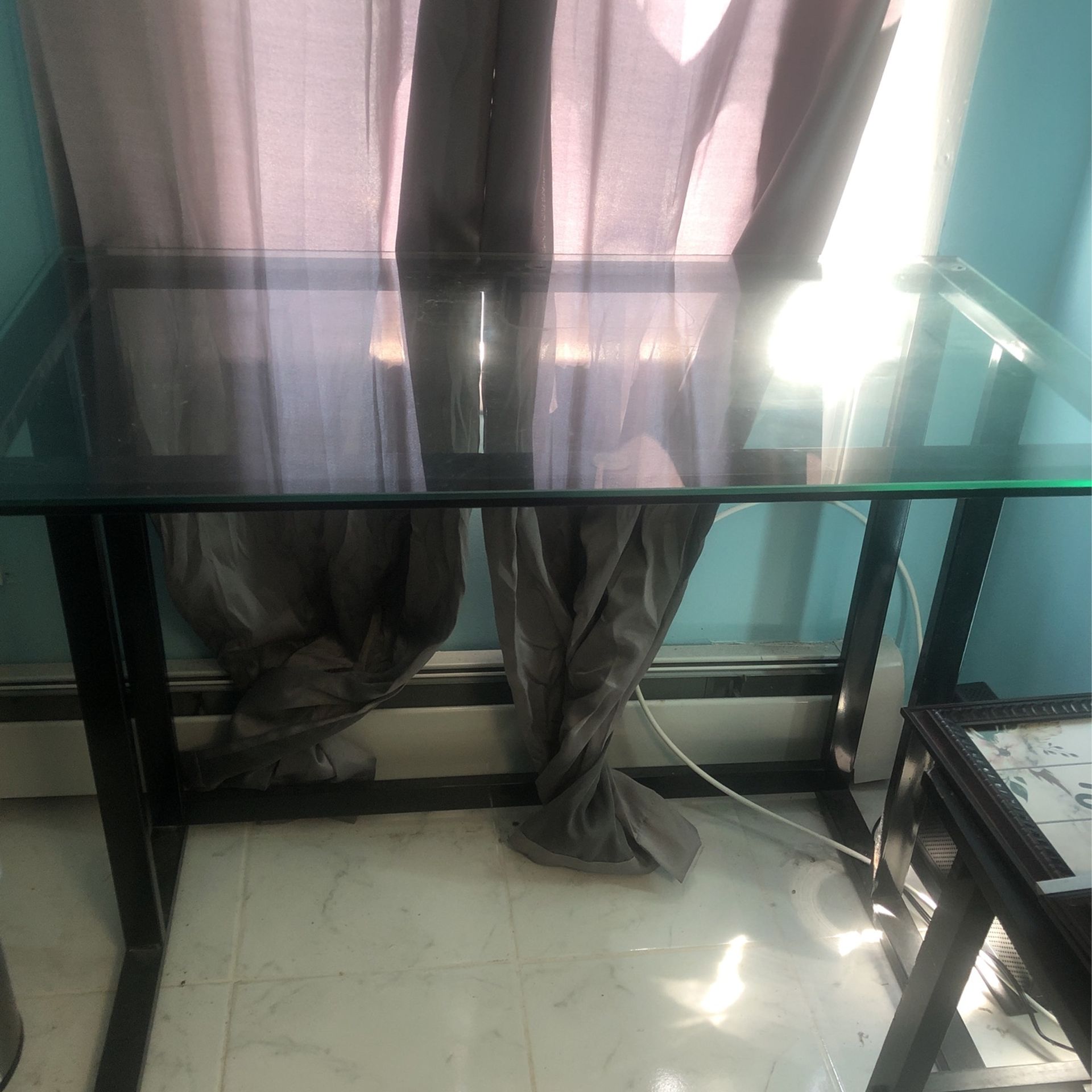 Glass Top Desk For Computer Or Laptop