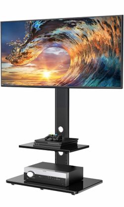 🌟Swivel floor TV stand with shelves for most 32- to 75- TV