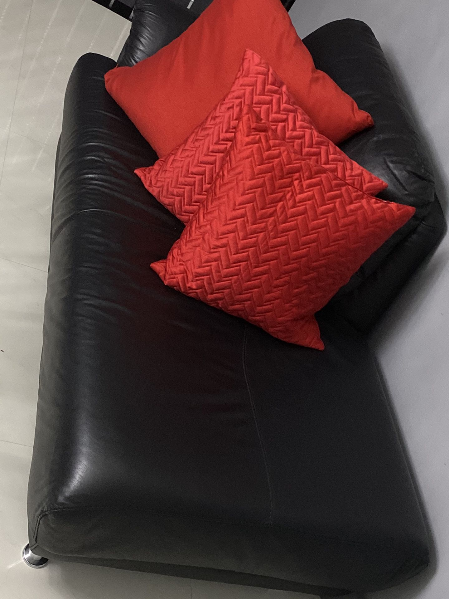 Black Leather Couch-Pillows Not Included