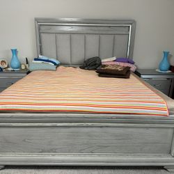 King Size Bedroom Set - Bed, Mattress, Side Tables