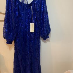 Blue Sequence Evening Dress