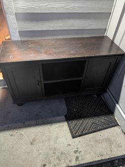 Black Wood TV Stand with Cabinet Doors