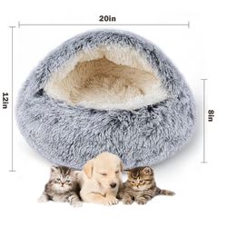 Cat Bed for Indoor Cats, Calming Cozy Cave with Self-Warming Plush, Entire Bed Machine Washable & Anti-Slip Base, Breathable Pet Bed for Small Cats&Do