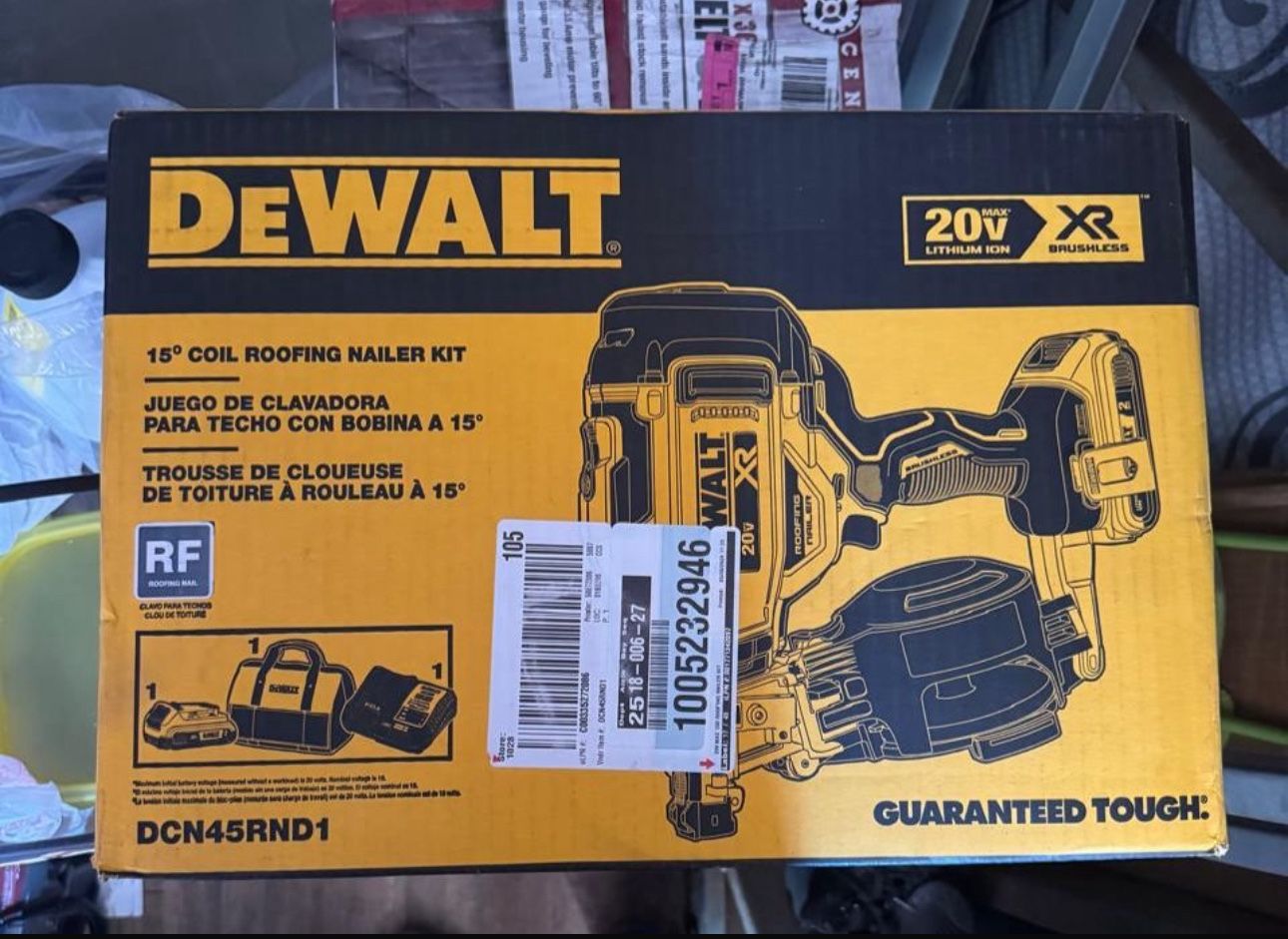 20V MAX Lithium-Ion 15-Degree Electric Cordless Roofing Nailer Kit with 2.0Ah Battery Charger and Bag