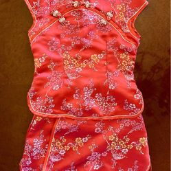 Little Girls Asian Peach Brand 2 Piece Skirt Set Cheongsam Qipaos size 6