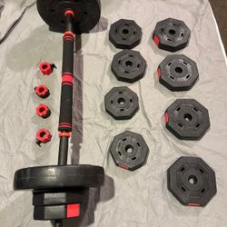 WEIGHT BAR + DUMBBELLS 