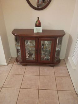 Wood Curio Cabinet with Glass Doors