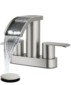 Brushed Nickel Waterfall Bathroom Faucet