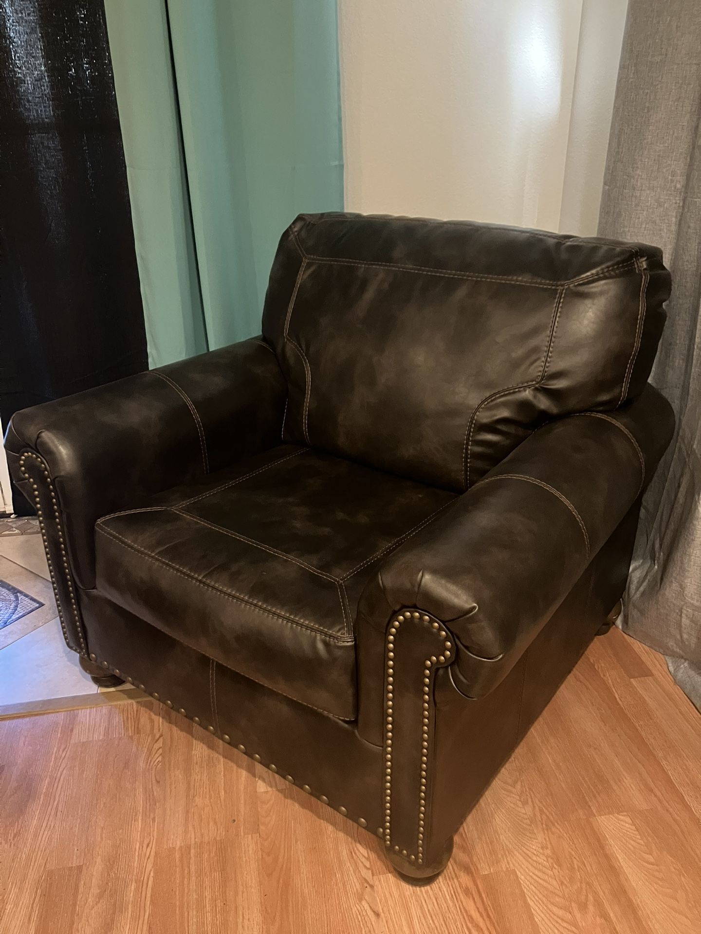 Brand New Leather Armchair With Ottoman