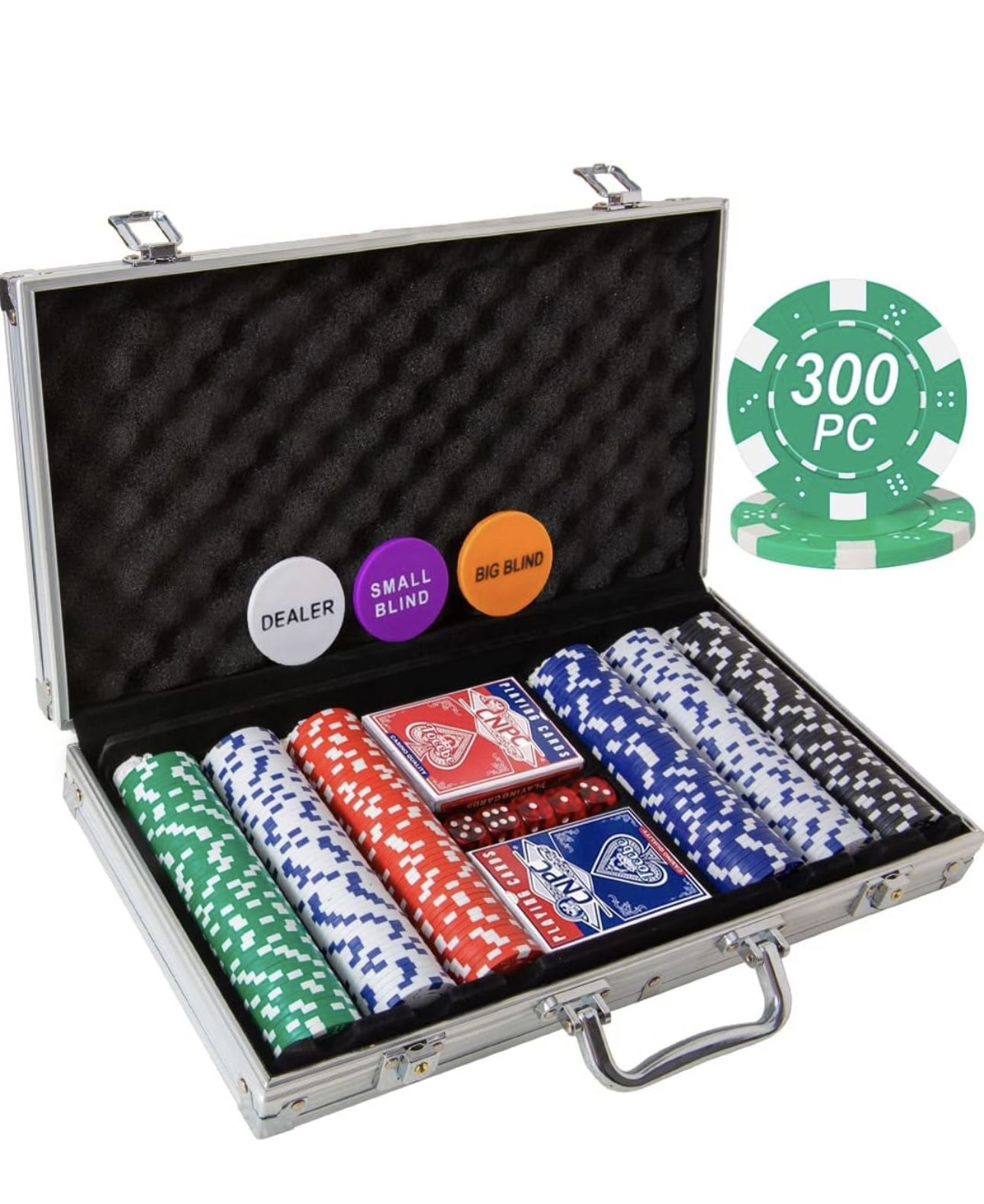 Deluxe Poker Chip Set Classic 300PCS Poker Chips with Aluminum Case 11.5 Gram Poker Set for Texas