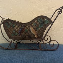 🎄 Vintage Metal Christmas Sleigh – Holiday Display Ready!