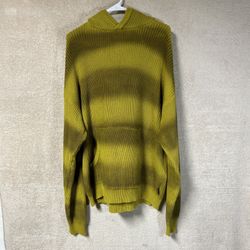 Stussy Spray Dyed Oversized Knitted Hoodie Mens Medium Yellow