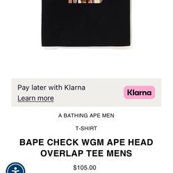 Bape WGM Ape head Overlap Tee Men’s 