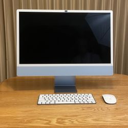 2021 iMac 24 Inch M1 1TB Storage 16gb RAM, Blue w/Box & Webcam Cover