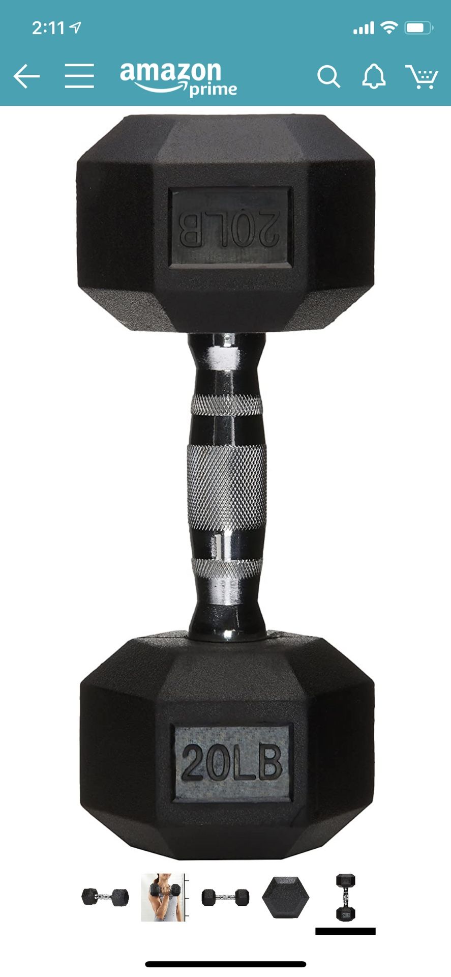 NEW IN HAND AmazonBasics Rubber Encased Hex Hand Dumbbell Weight 40 LB Set (2 20 lb dumbbells)