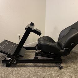 Custom Computer Racing Simulator Cockpit With Mini Cooper Leather Sports Seat