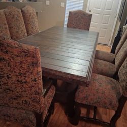 Rustic Dining  Table 8 Chairs