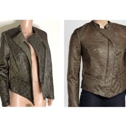 NWT ABS by Allen Schwartz gorgeous rustic embroidered faux leather jacket. Sz M