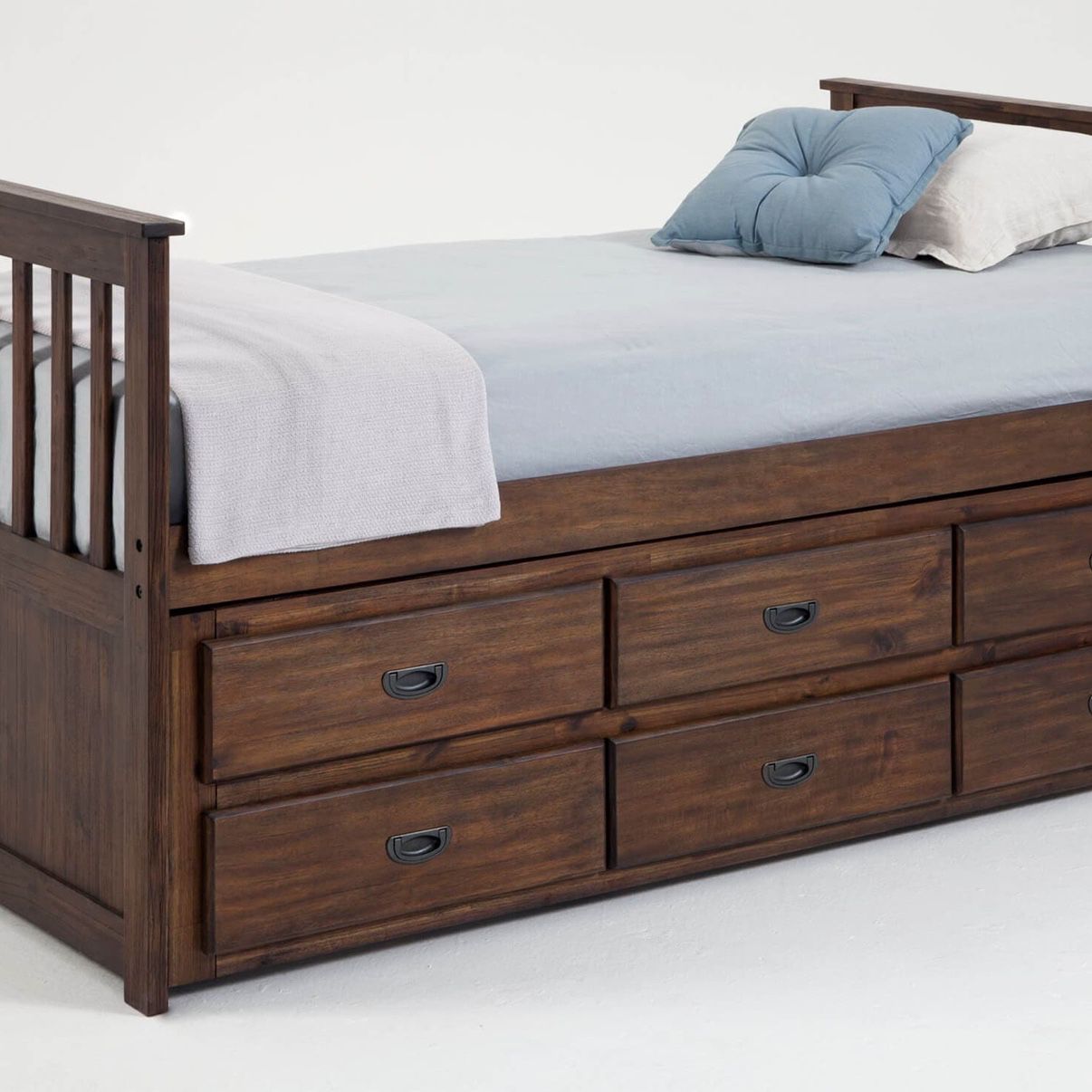 Wooden Trundle Bed With Storage & 6 Chest Drawers AND Dresser W/mirror