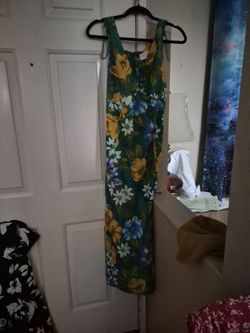 Green Blue Yellow Dress Floral