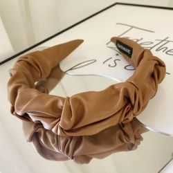 Brown  faux leather hair band Headband Hairband Gift 